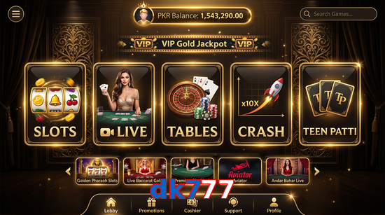 Main screen of Dk777 casino page for PK players
